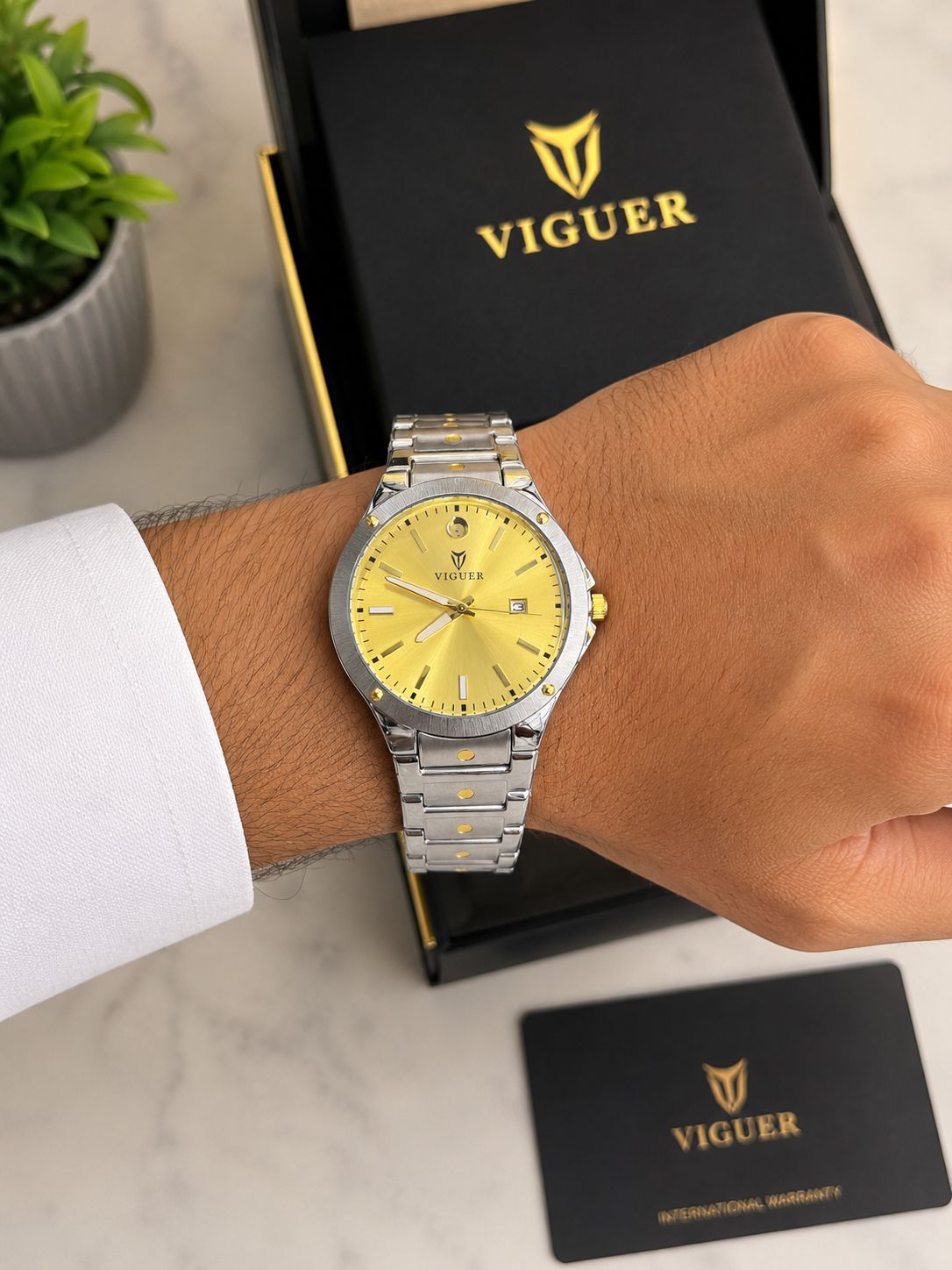 VIGUER 1936M Luxury Men's Watch – Stainless Steel Bracelet, Date Display, 5 Colors | Original with 1 Year Warranty