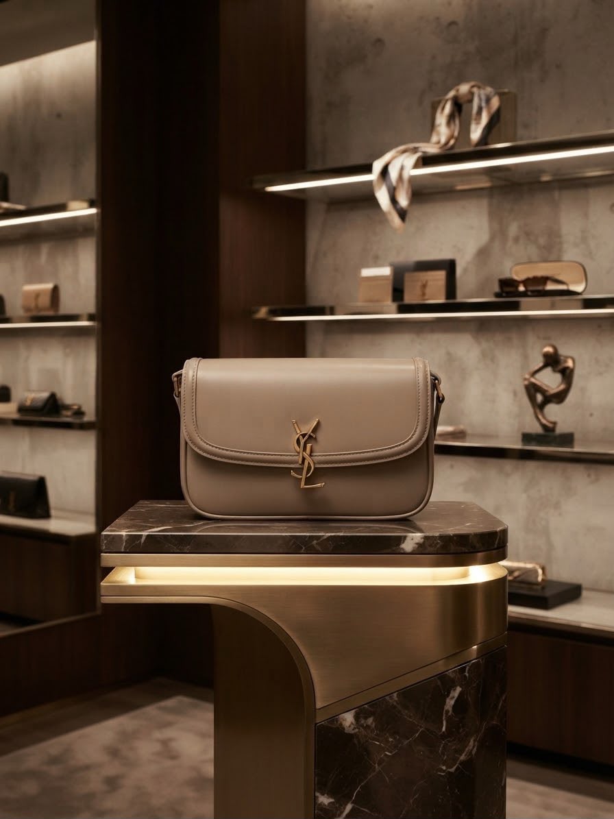 Luxury Designer Shoulder Bag – YSL Style Monogram Crossbody with Gold Hardware | Premium Leather Handbag