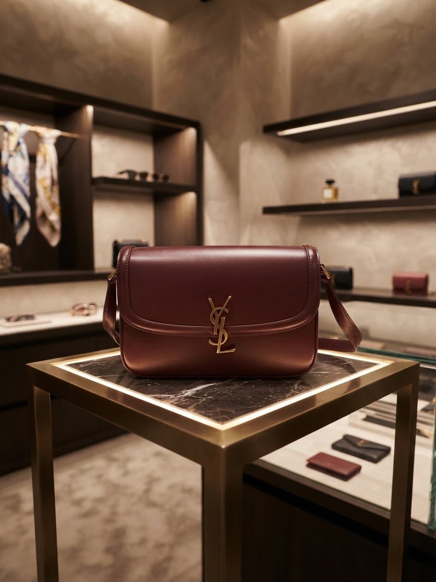 Luxury Designer Shoulder Bag – YSL Style Monogram Crossbody with Gold Hardware | Premium Leather Handbag
